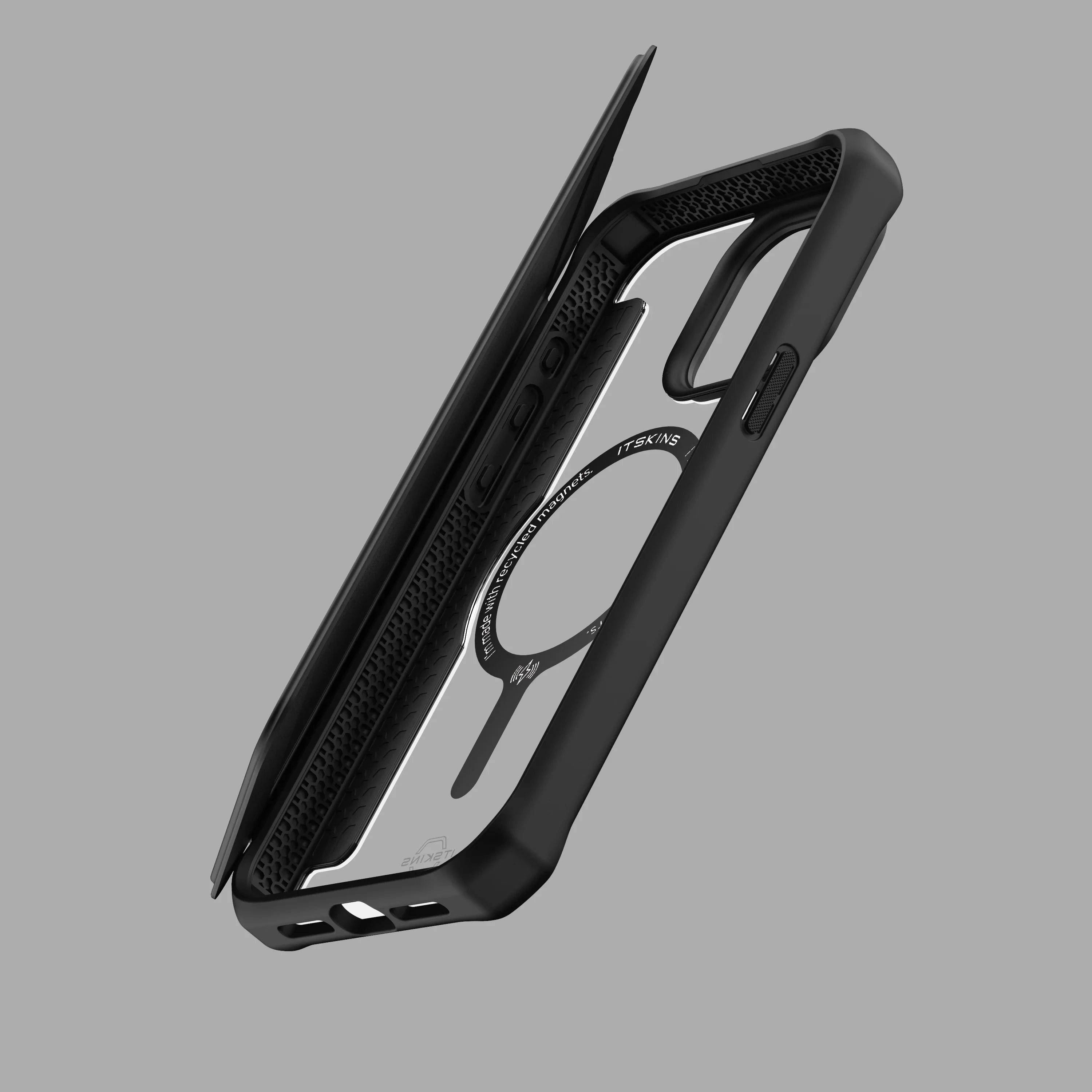 Itskins Hybrid Magfolio iPhone 15 Pro Max Leather Case - Black - Tashqila Itskins Hybrid Magfolio iPhone 15 Pro Max Leather Case - Black - Tashqila